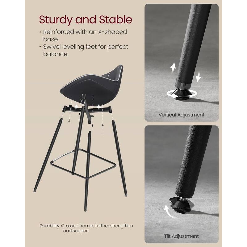 Contemporary Set of 2 Bar Stools - Stylish Seating Solution for Home