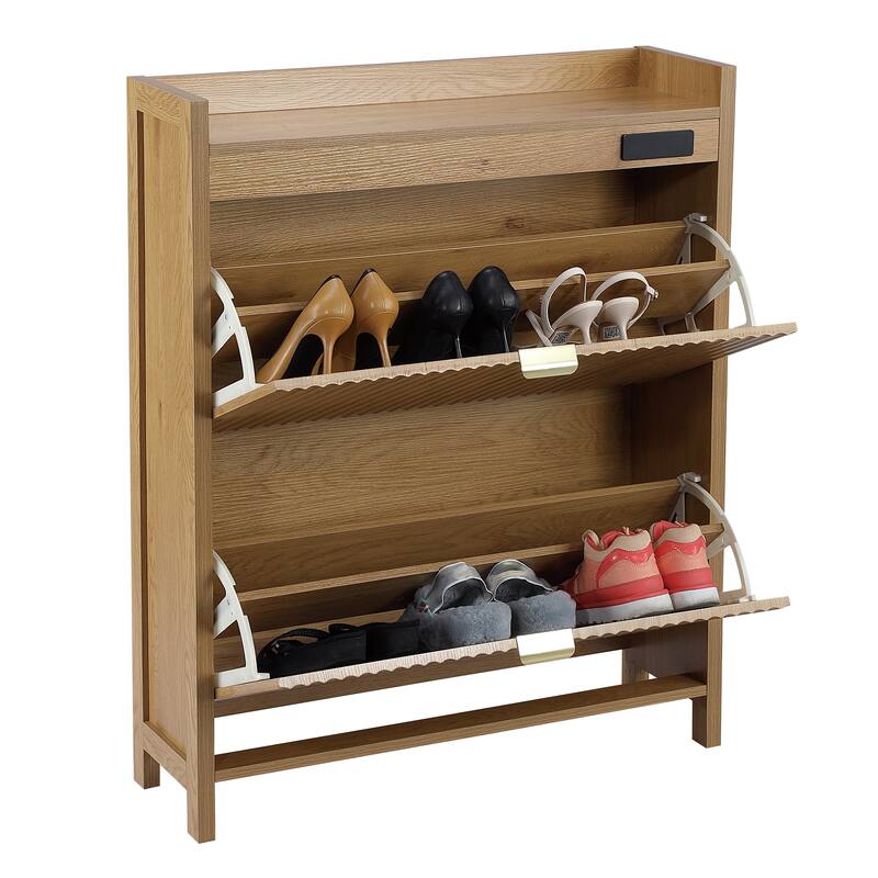 Acroma Shoe Storage Cabinet with 2 Flip Drawers Wood - 2-Tier