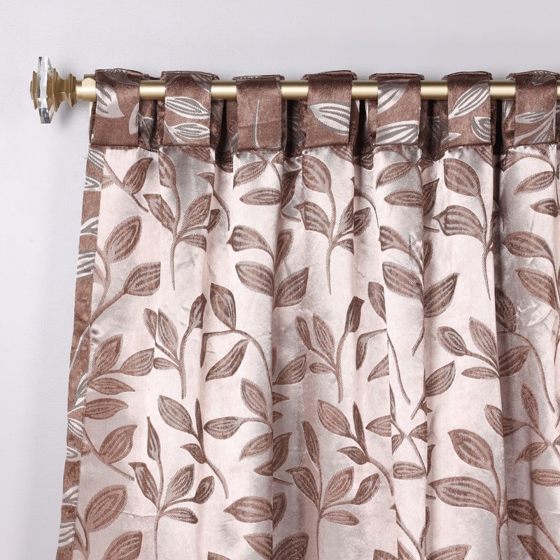 Superior Leaves Machine Washable Room Darkening Curtains with Back Tabs, Set of 2