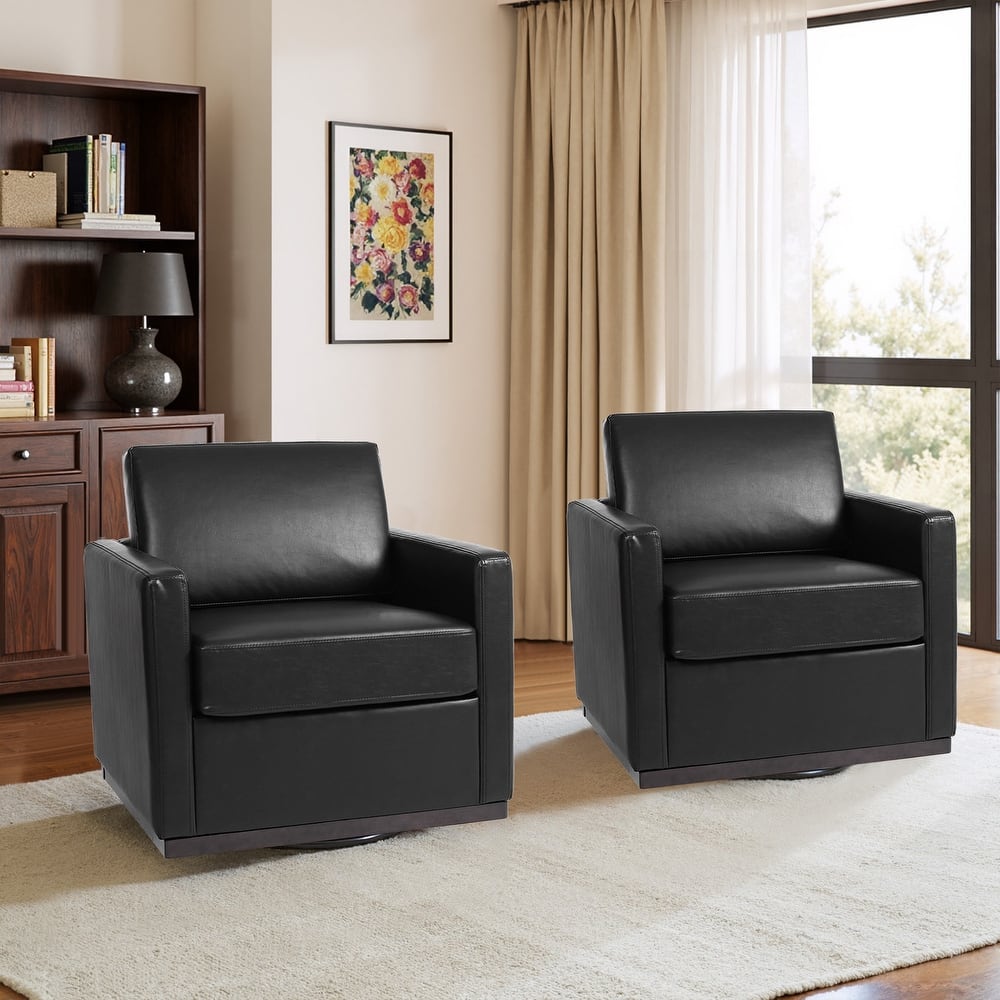 Set of 2 Modern Cozy Swivel Accent Chairs Upholstered Arm Chairs