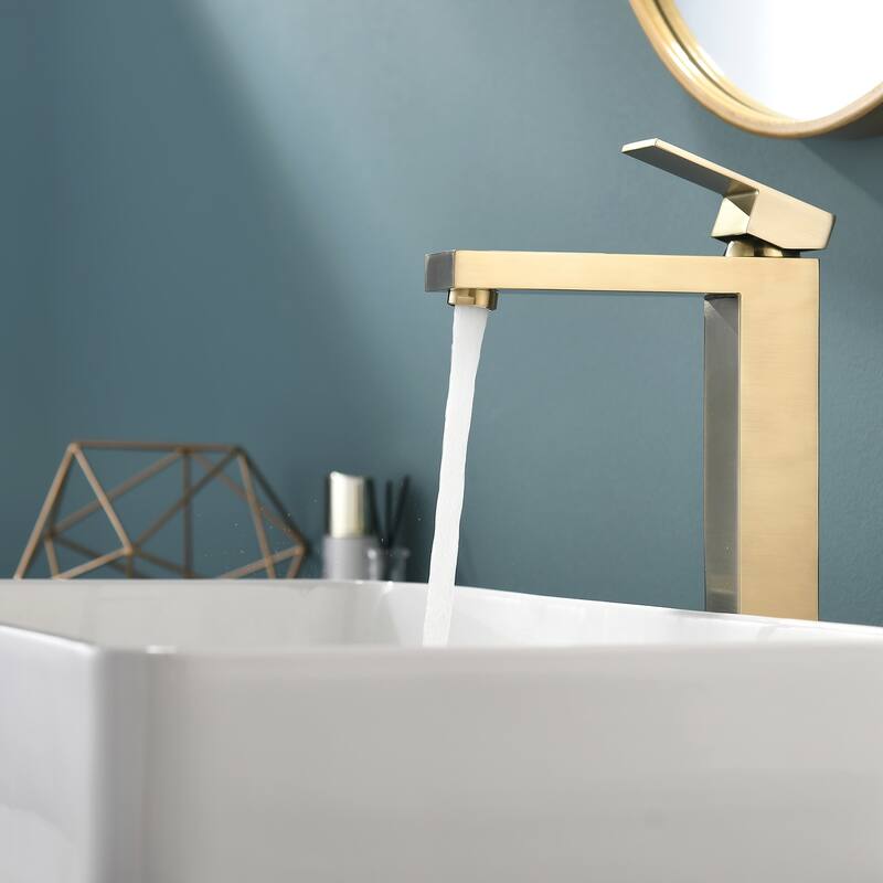 Single Handle Bathroom Sink Faucet with Anti Rust and Anti Corrosion, Anti Fingerprint, Suitable for Home Hotel Bathroom - Yellow