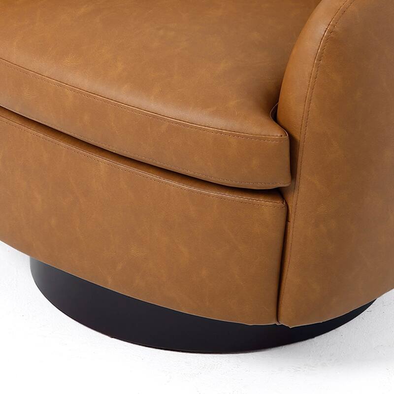 UIXE 2 Set Modern PU Leather Swivel Barrel Chairs Rounded Accent Chair