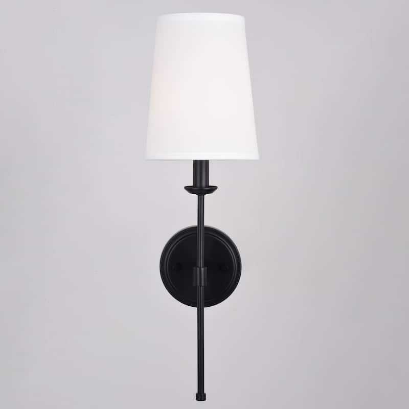 Camden 1 Light Wall Sconce Fixture White Linen Fabric Shade, LED Compatible