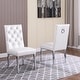 preview thumbnail 8 of 14, Best Quality Furniture Velvet Button Tufted Side Chairs with Chrome Base- Set of 2 White