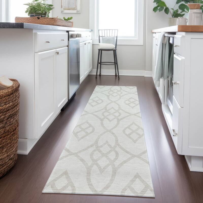 Machine Washable Indoor/ Outdoor Chantille Modern Trellis Rug