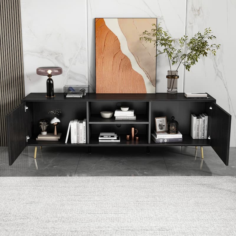 Timechee TV Stand for TVs up to 73"(Brown/White)