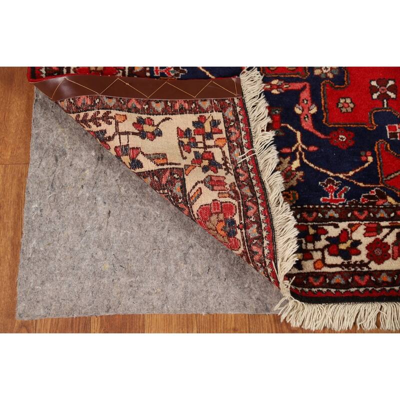 Red Geometric Hamedan Persian Rug Handmade Wool Carpet - 4'8"x 6'4"
