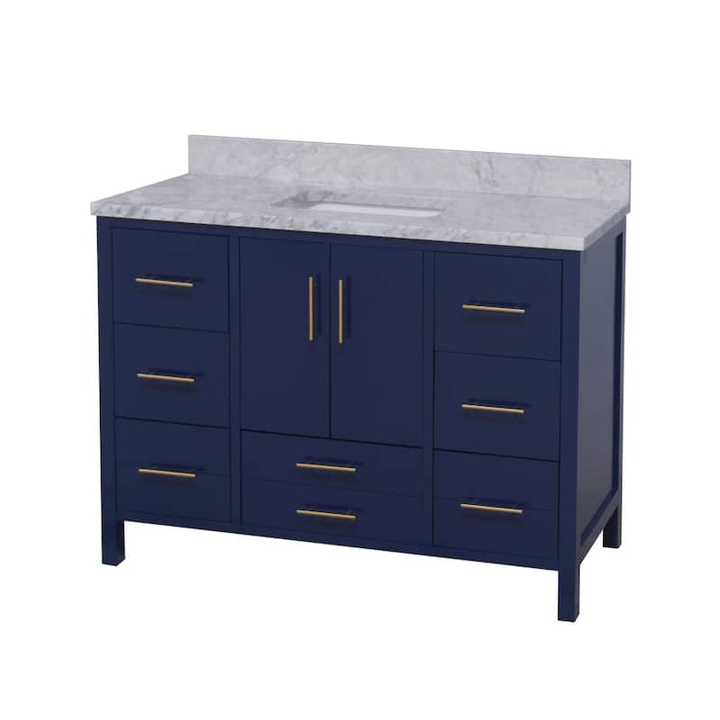 KitchenBathCollection California 48" Bathroom Vanity with Carrara Marble Top