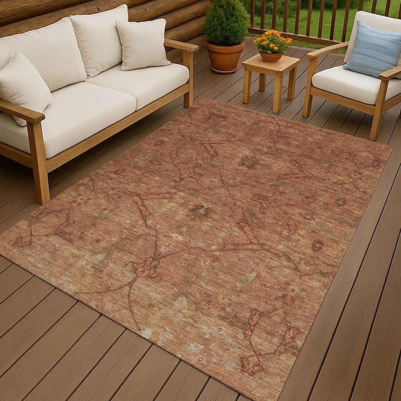 Machine Washable Indoor/ Outdoor Boho Global Chantille Rug