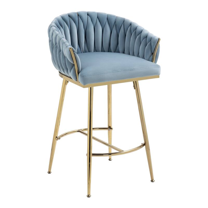 Ostweer Furniture Set of 2 26'' Velvet Kitchen Island Counter Bar Stool - Beige