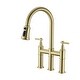 preview thumbnail 6 of 20, Transitional Bridge Kitchen Faucet with Pull-Down Sprayhead, Double Handle Kitchen Sink Faucet