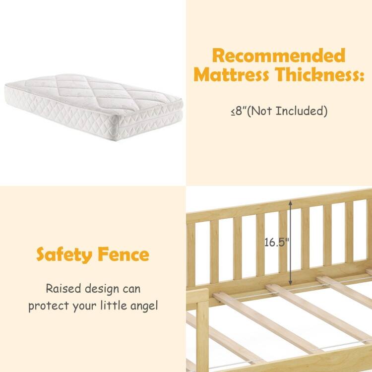 Twin House Bed with 2 Storage Drawers and Roof & Fence Rails
