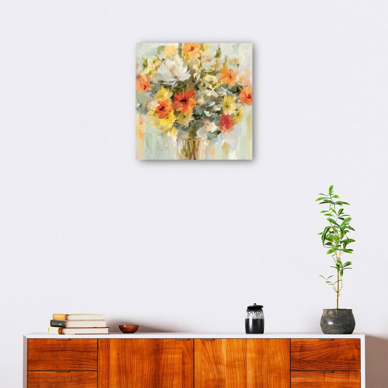 Mason Jar Flowers By Studio Arts Canvas Art Print
