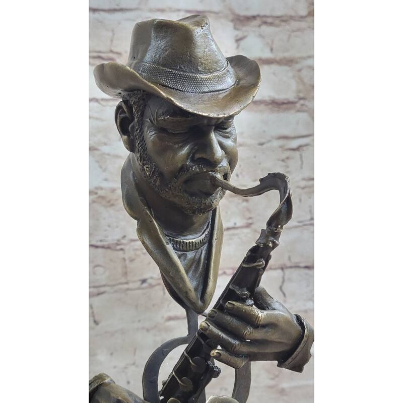 Signed Sax Saxophone Player Salutes Jazz And Rhythm And Blues Bronze Sculpture