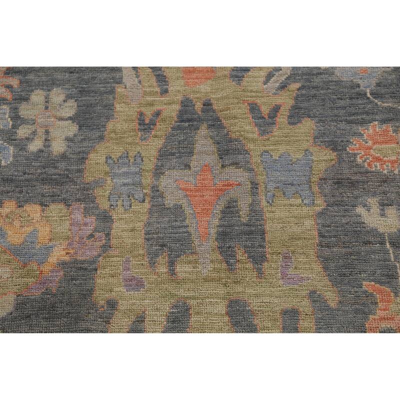 Hand Knotted Oriental 100% Wool Carpet Transitional All-Over Greys & Charcoal Oushak Area Rug - 11' 10'' X 8' 9''