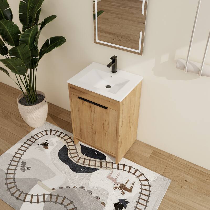 Malwee 24"/30"/36" FreeStanding Bathroom Vanity, Floor Stand Bathroom Vanity with Sink,Soft Close Door and Adjustable shelf