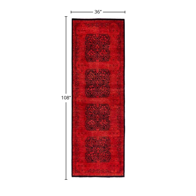 Contemporary Overdyed Wool Hand Knotted Runner - 3' 0" x 9' 0"