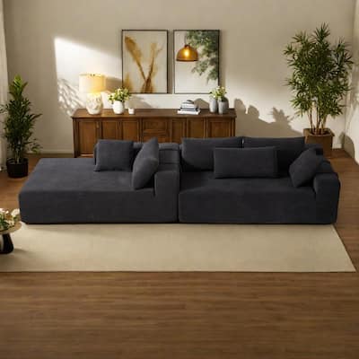 108"Chenille Modular Sectional Sofa with 6 Pillows, L-Shaped Free Combination Design, and No Assembly Required