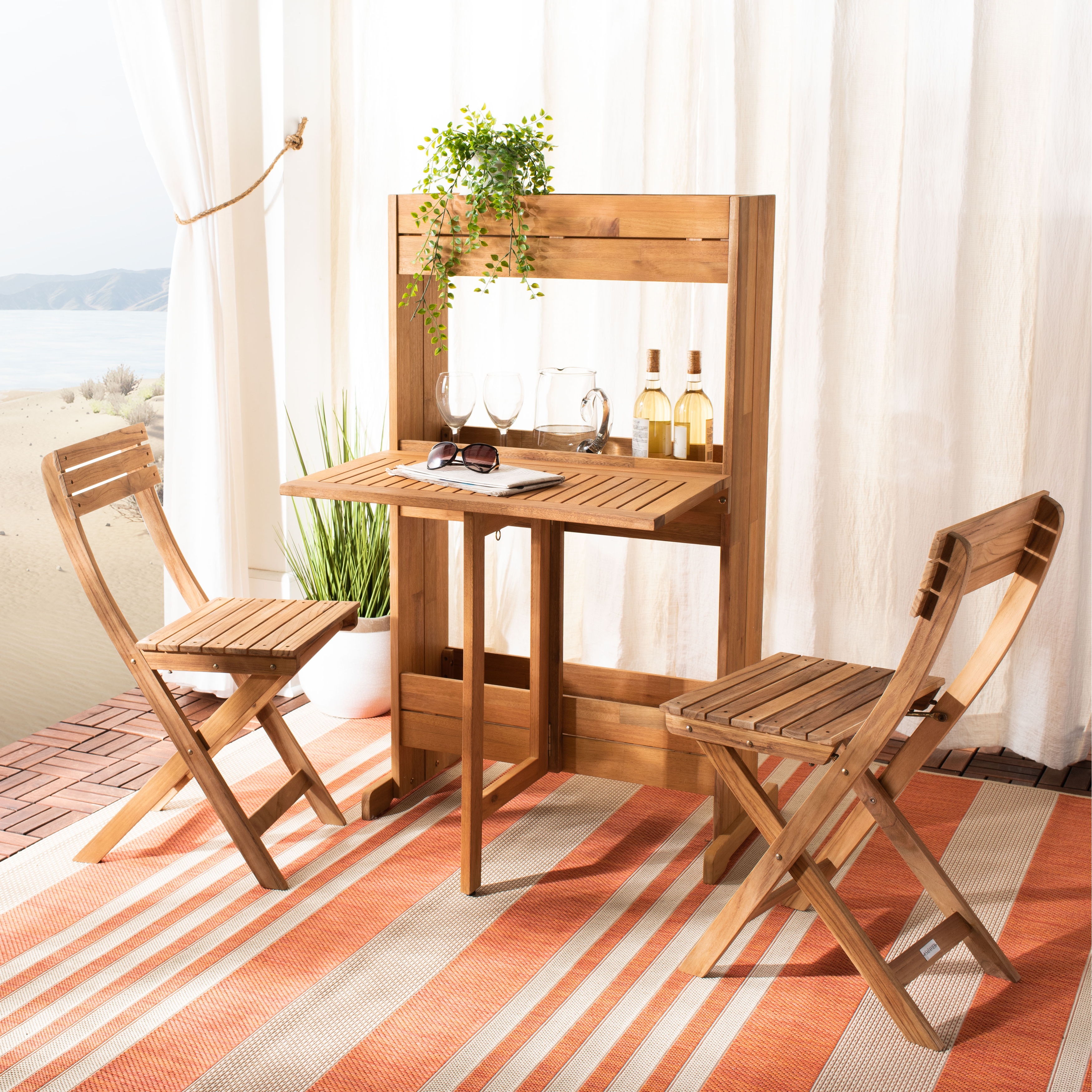 3 piece teak bistro set with cushions online