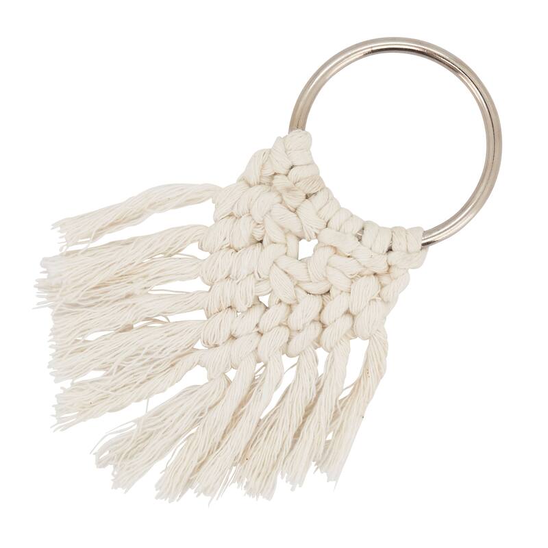Napkin Rings With Braided Design (Set of 4) - White - Set of 4
