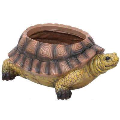 11 Inch Polyresin Teddy Tortoise Garden Planter