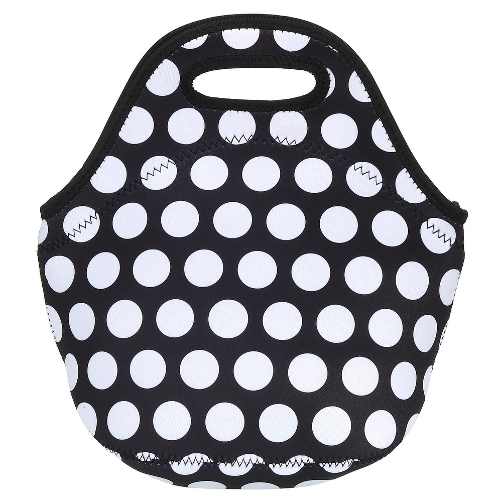 BUILT Gourmet Getaway Soft Neoprene Lunch Tote Bag - Lightweight, Insulated  and Reusable, One Size, Big Dot Black & White