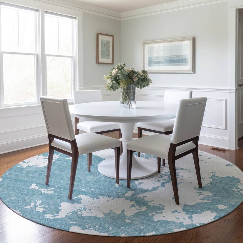Machine Washable Indoor/ Outdoor Chantille Abstract Rug