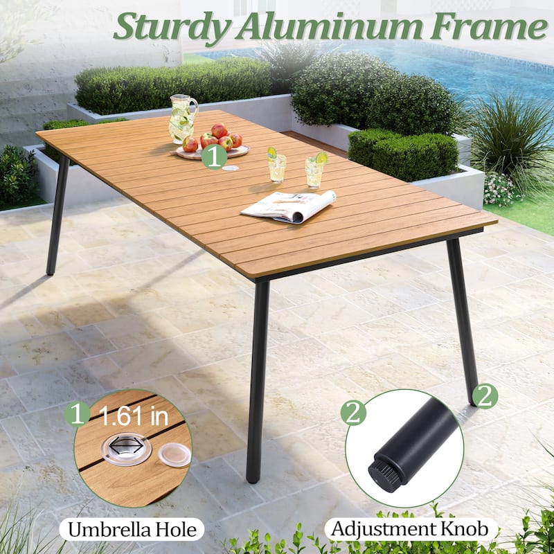 7-Piece Outdoor Rectangle Aluminum Dining Table with Stackable Chairs