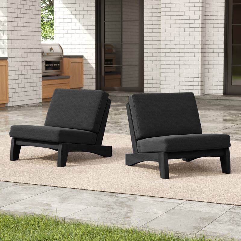 Beach-Style Outdoor Teak Club Chair Set Loveseate with Plush All-Weather Cushions