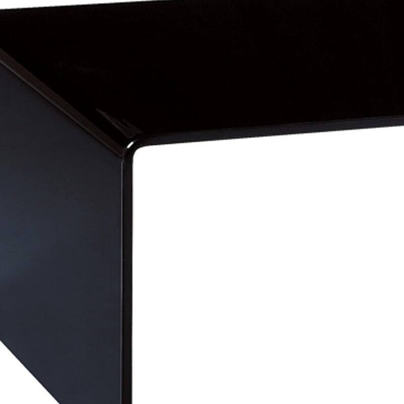 HomeRoots 24" Black Glass Sled Coffee Table - 24.00 in. x 15.00 in. x 43.00 in.