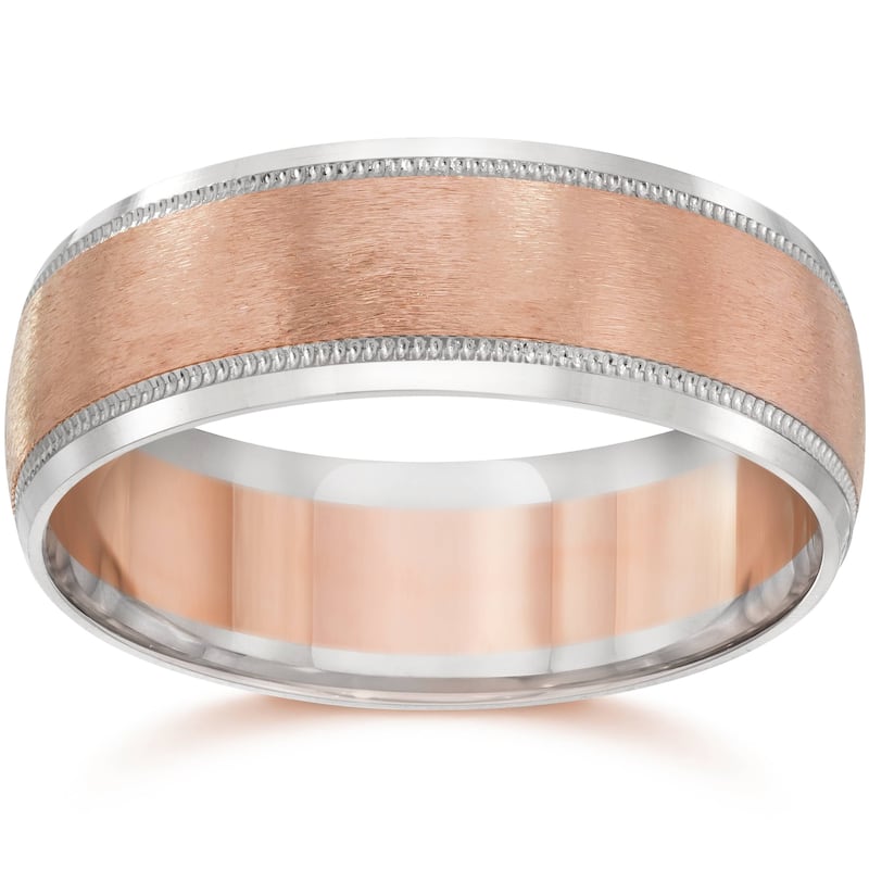 8MM Mens Two Tone Rose Gold Wedding Band