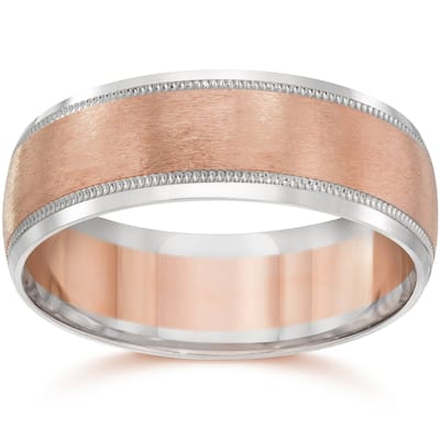 8MM Mens Two Tone Rose Gold Wedding Band