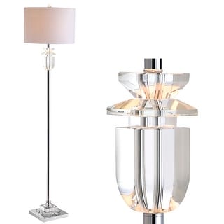 James 63" Crystal/Metal LED Floor Lamp, Clear/Chrome by JONATHAN Y - 63" H x 15" W x 15" D