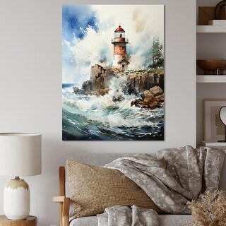 Designart "Vintage Lighthouses Guiding Light IV" Lighthouses Wall Art ...
