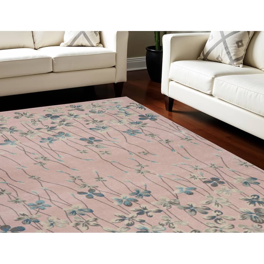 Hulo Power Loomed Floral Traditional Stain Resistant Area Rug By HomeRoots - 120' X '96' X '0.5