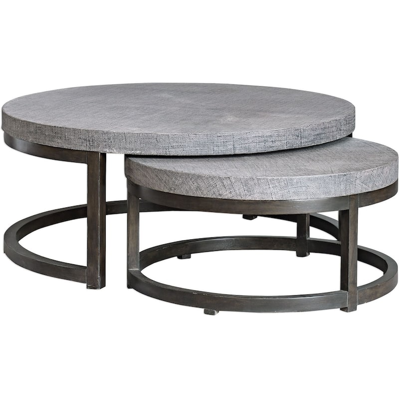 Uttermost Aiyara 42-1/2" Wide Industrial Urban Nesting Coffee Tables - - Gray