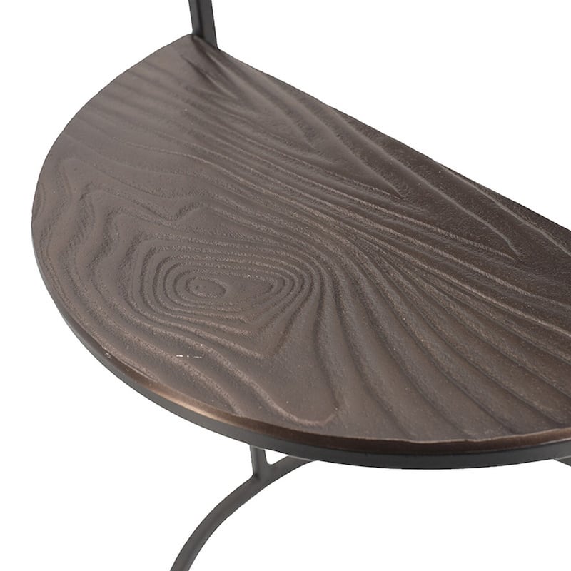 16 in. Brown and Silver Round Wood End Table, Sturdy Build End Side Table for Living Rooms