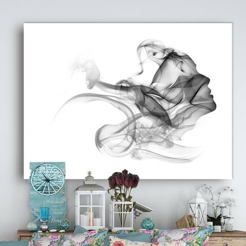 Woman and Smoke Double Exposure' Modern Portrait Canvas Wall Art