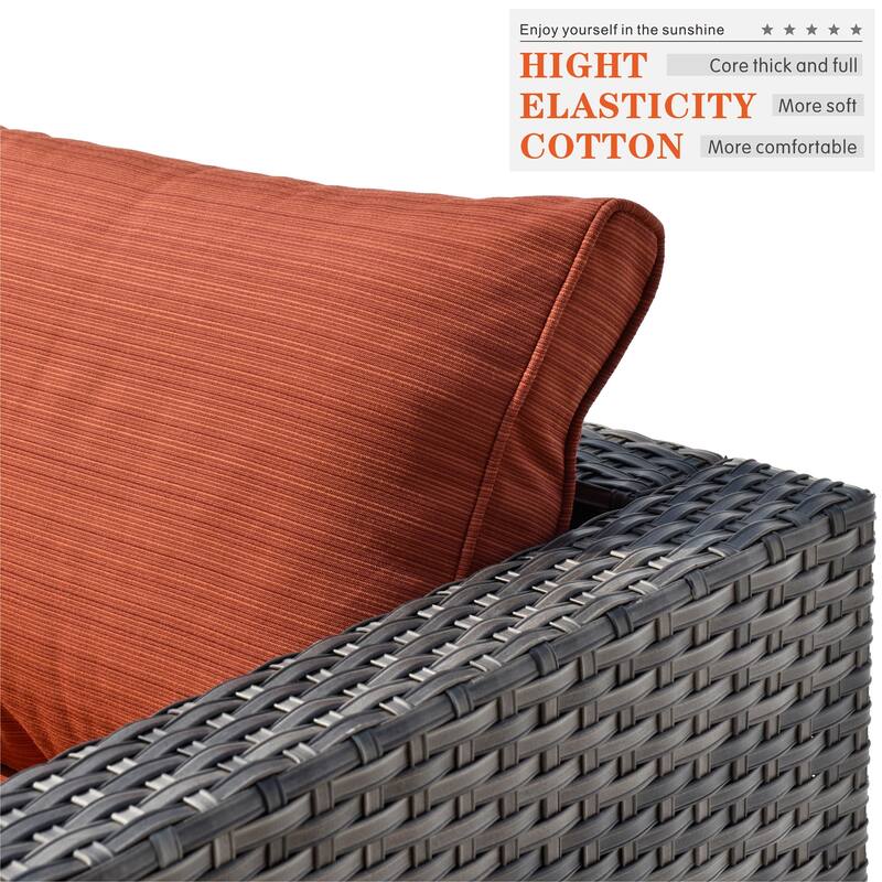 OVIOS 5-Piece Deep Seat Wicker Outdoor Patio Furniture Set