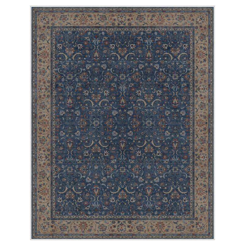 Mcow Vintage Floral Low-Pile Machine-Washable Area Rug