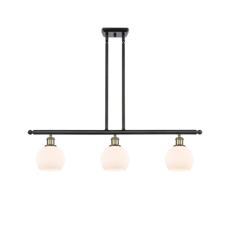 Innovations Lighting Athens 3 Light 36" Island Light - 6" Shade - Matte White/Black Antique Brass