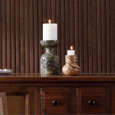 SAFAVIEH Home Odessa Multi Color Pillar/Taper Marble Candle Holder Set of 2