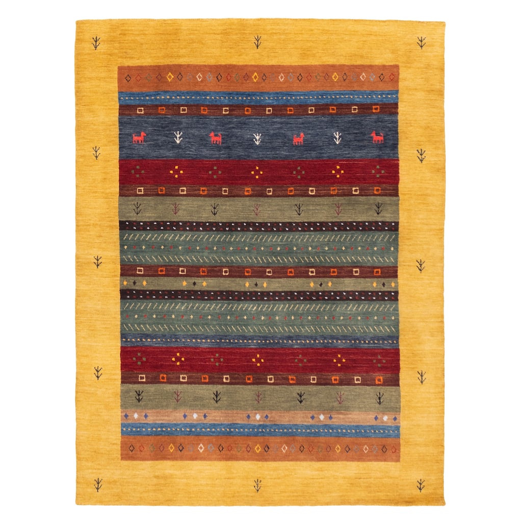 ECARPETGALLERY Hand Loomed Kashkuli Gabbeh Multi Color Wool Rug - 5'1 x 6'8