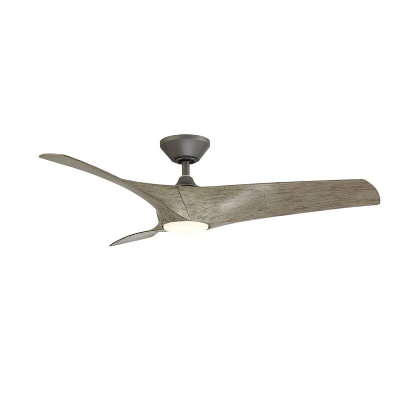 Zephyr Indoor and Outdoor 3-Blade Smart Ceiling Fan 52in with 3000K LED Light Kit and Remote Control with Wall Cradle