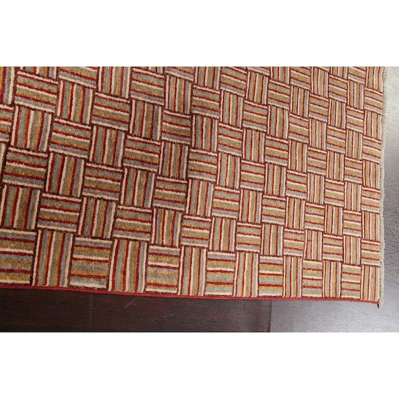 Geometric Gabbeh Kashkoli Oriental Wool Area Rug Hand-knotted Carpet - 4'9" x 6'2"