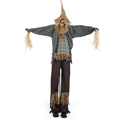 Brown-Black Metal Fabric 7ft Animated Halloween Scarecrow Decoration