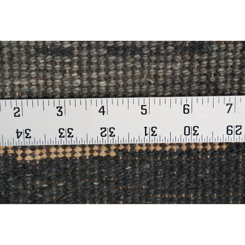 Hand Knotted Oriental 100% Wool Carpet Modern Modern Greys & Charcoal Gabbeh Area Rug - 4' 9'' X 2' 6''