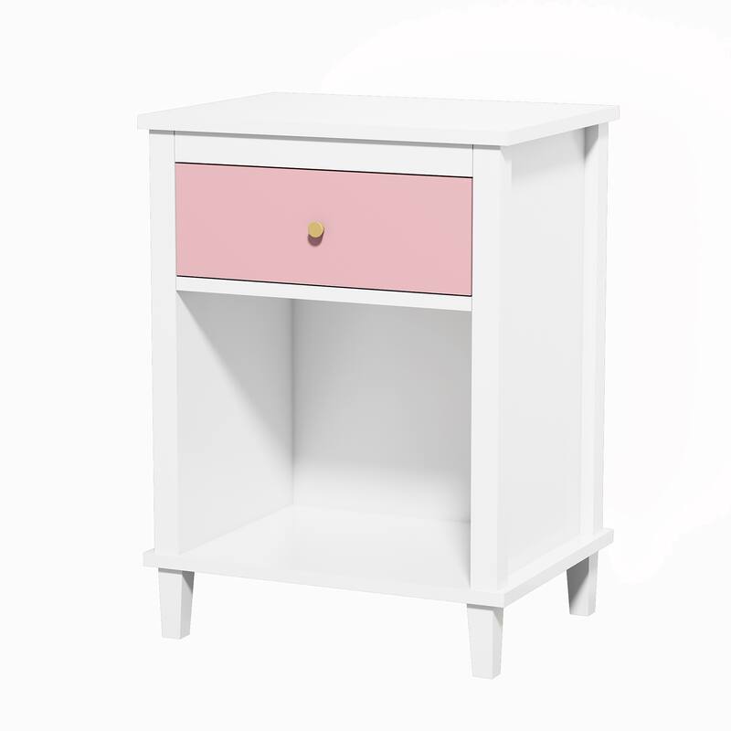 Wooden Nightstand with One Drawer One Shelf
