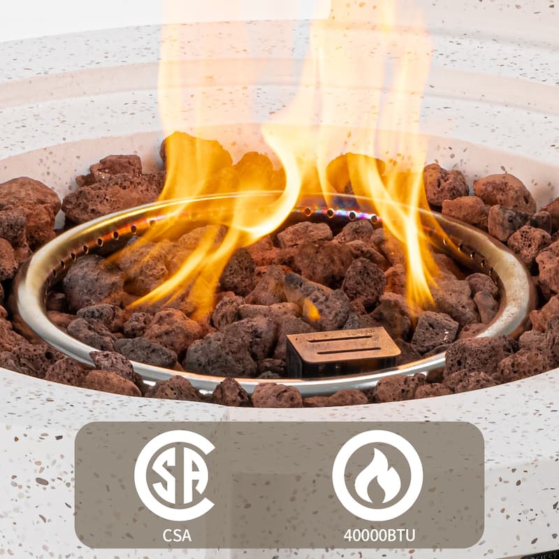 Semicircle Terrazzo Outdoor Firepit with Wind Guard