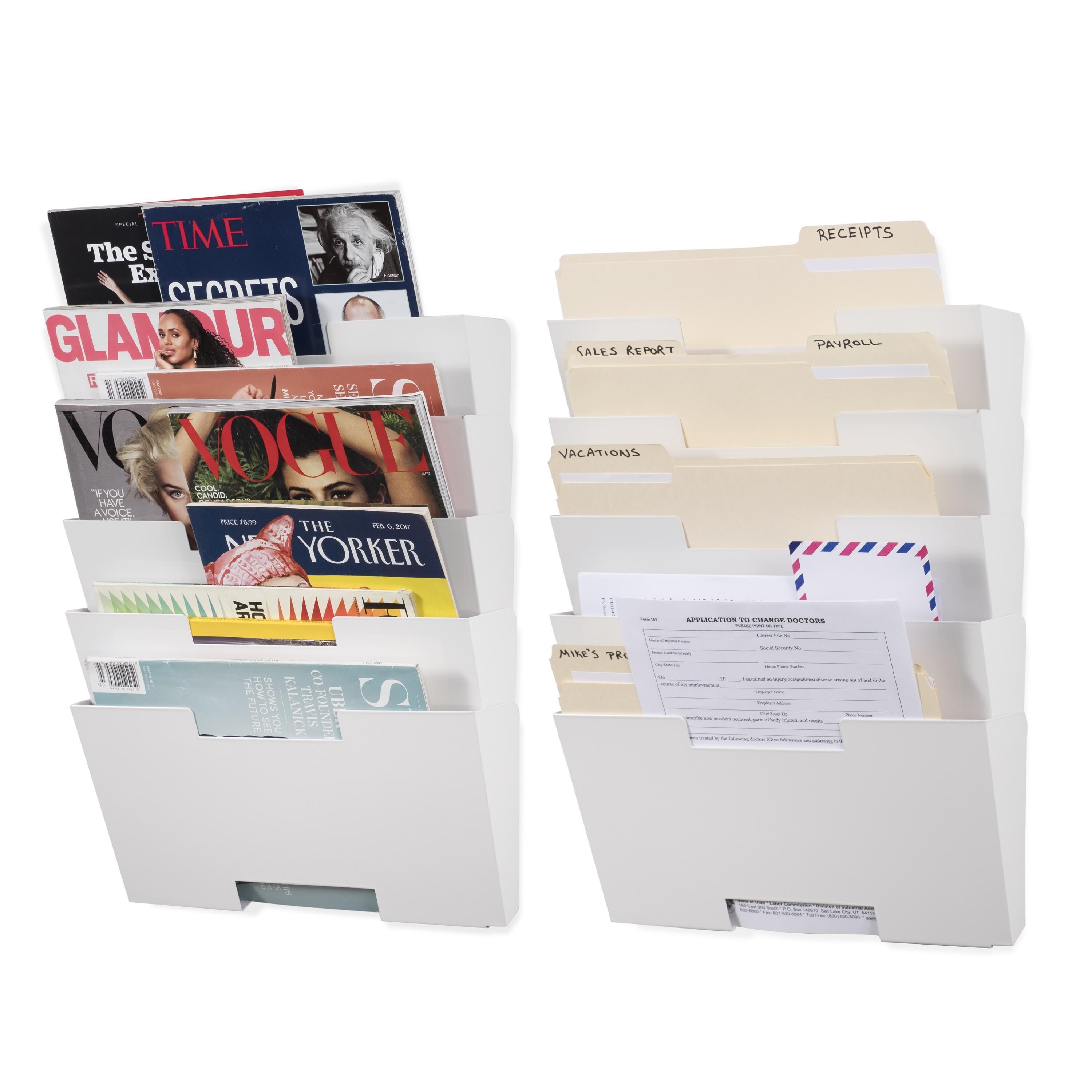 Wallniture Lisbon 10-Tier Metal Hanging File Folders, Office Wall Decor